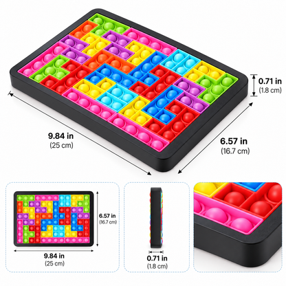Rainbow Silicone Bubble Block Puzzle – Colorful Shape Matching Brain Teaser & Sensory Learning Toy for Kids