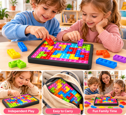 Rainbow Silicone Bubble Block Puzzle – Colorful Shape Matching Brain Teaser & Sensory Learning Toy for Kids
