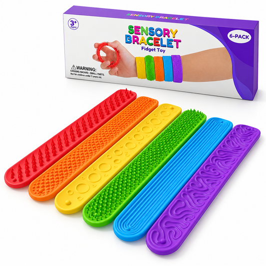 6-Pack Silicone Sensory Slap Bracelets for Kids – Colorful Textured Fidget Wristbands, DIY Sensory Toys for Tactile Play & Fun