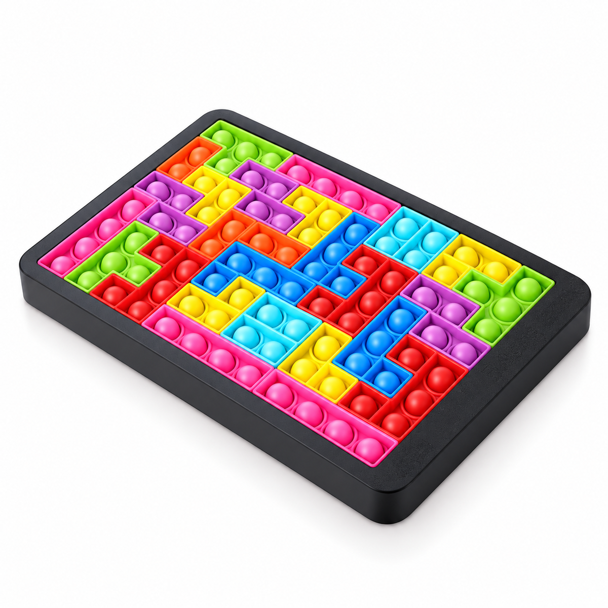 Rainbow Silicone Bubble Block Puzzle – Colorful Shape Matching Brain Teaser & Sensory Learning Toy for Kids